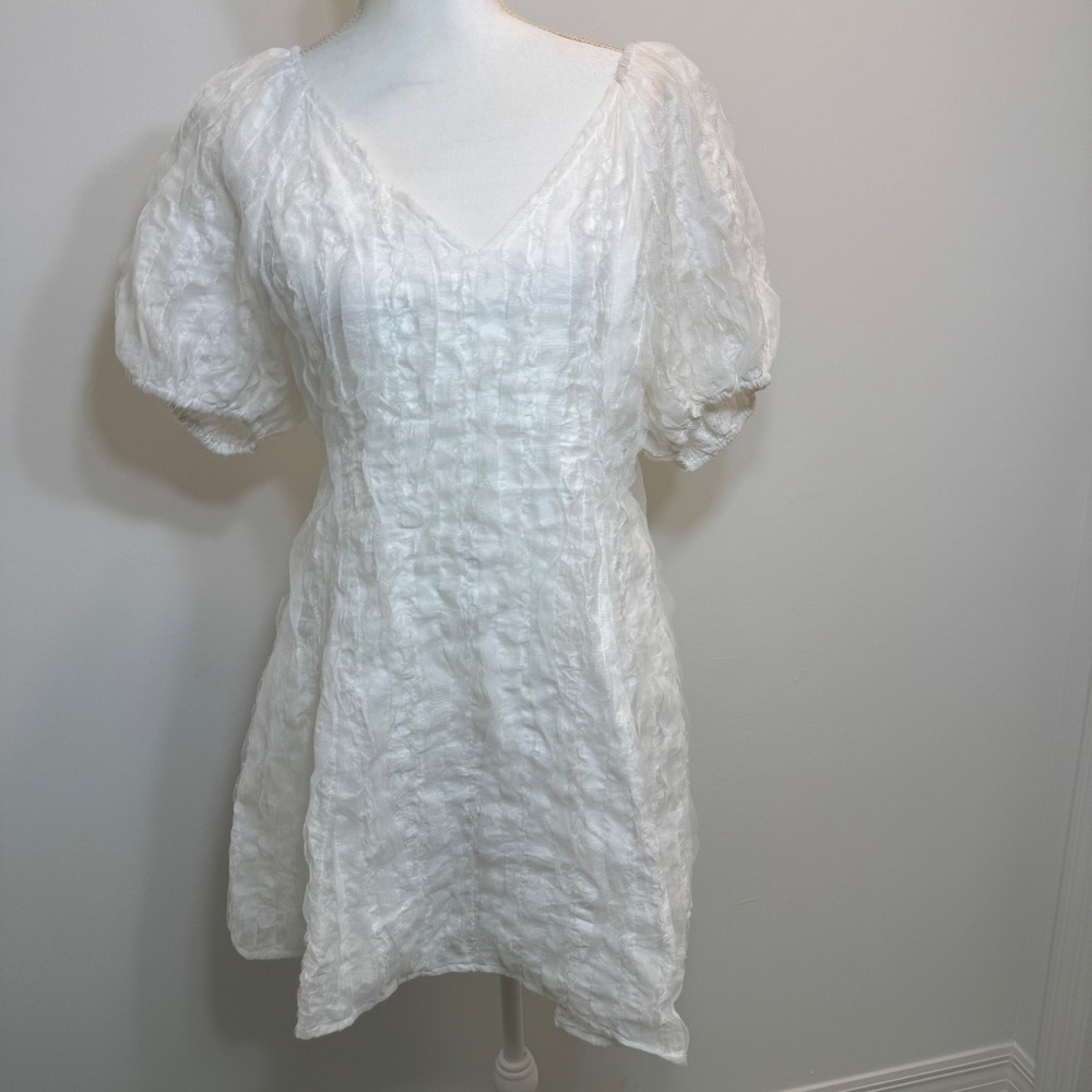 Baevely garden party White tea dress cottage core Mini Dress Bridal Large NEW